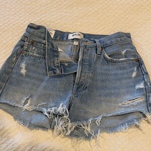 Agolde Light Blue Distressed Jean Shorts